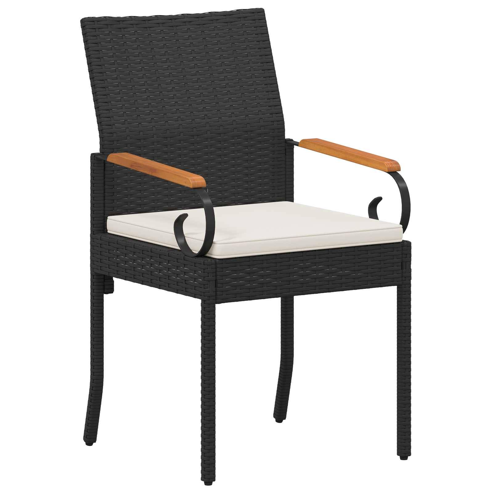 vidaXL Gartenstühle 4 pcs Schwarz und Cremeweiß Poly-Rattan und Akazie