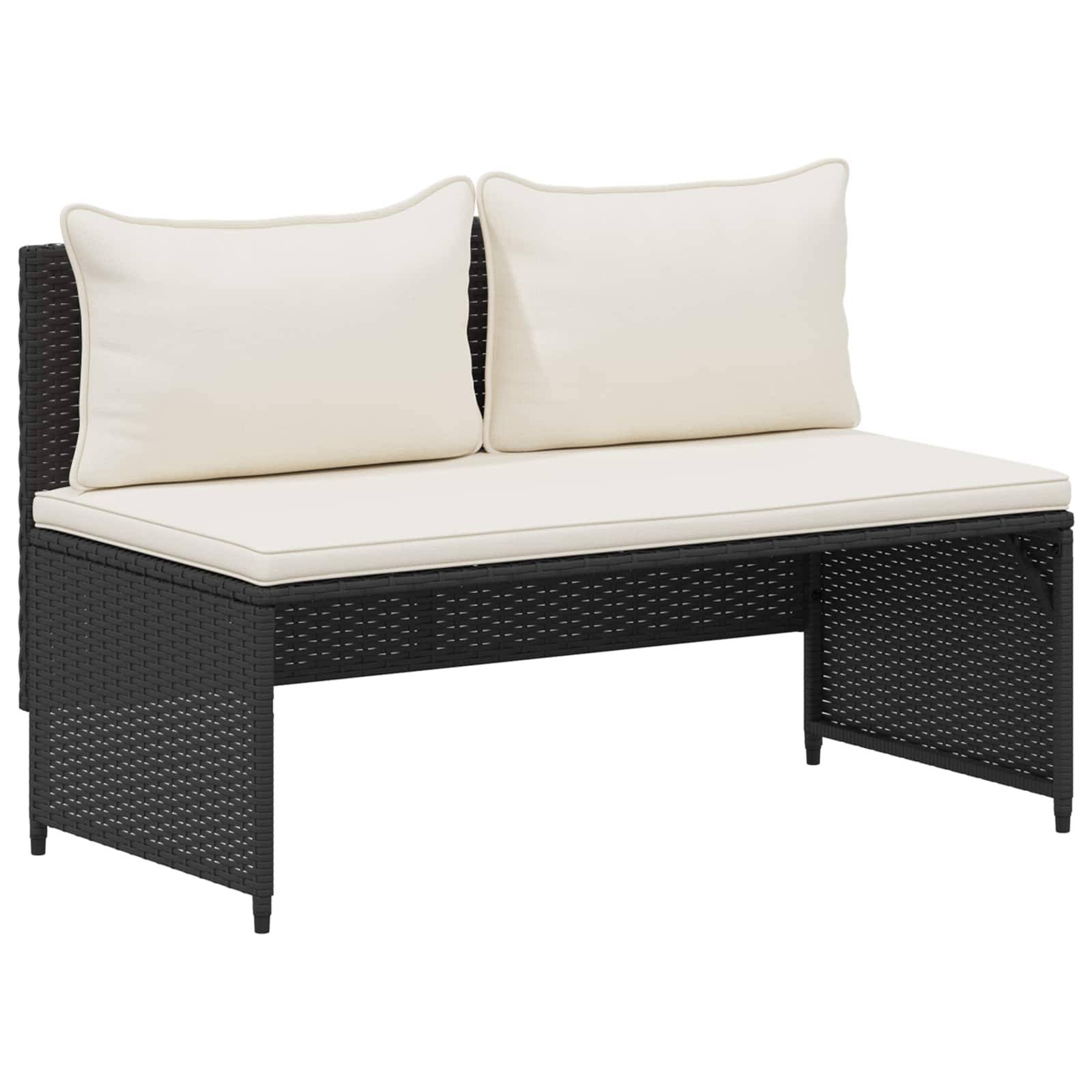 vidaXL Outdoor-Sofagarnitur mit Kissen 4 pcs Schwarz und Cremeweiß
