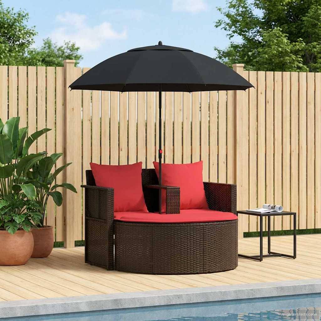 vidaXL Garten-Sofa Braun und Rot 168 x 168 x 180 cm Polyrattan