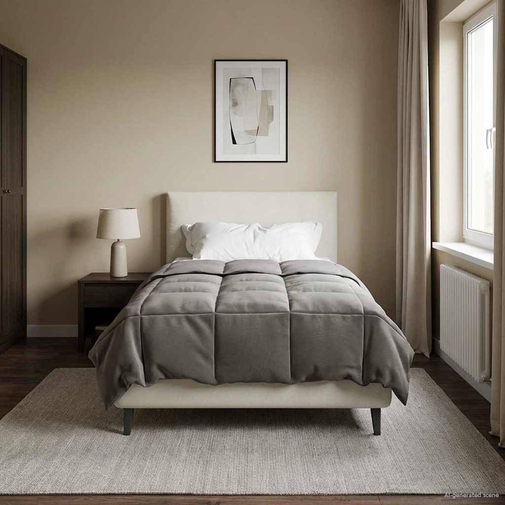 vidaXL Winterbettdecke Gepolstert Hellgrau 155 x 220 cm Mikrofaser