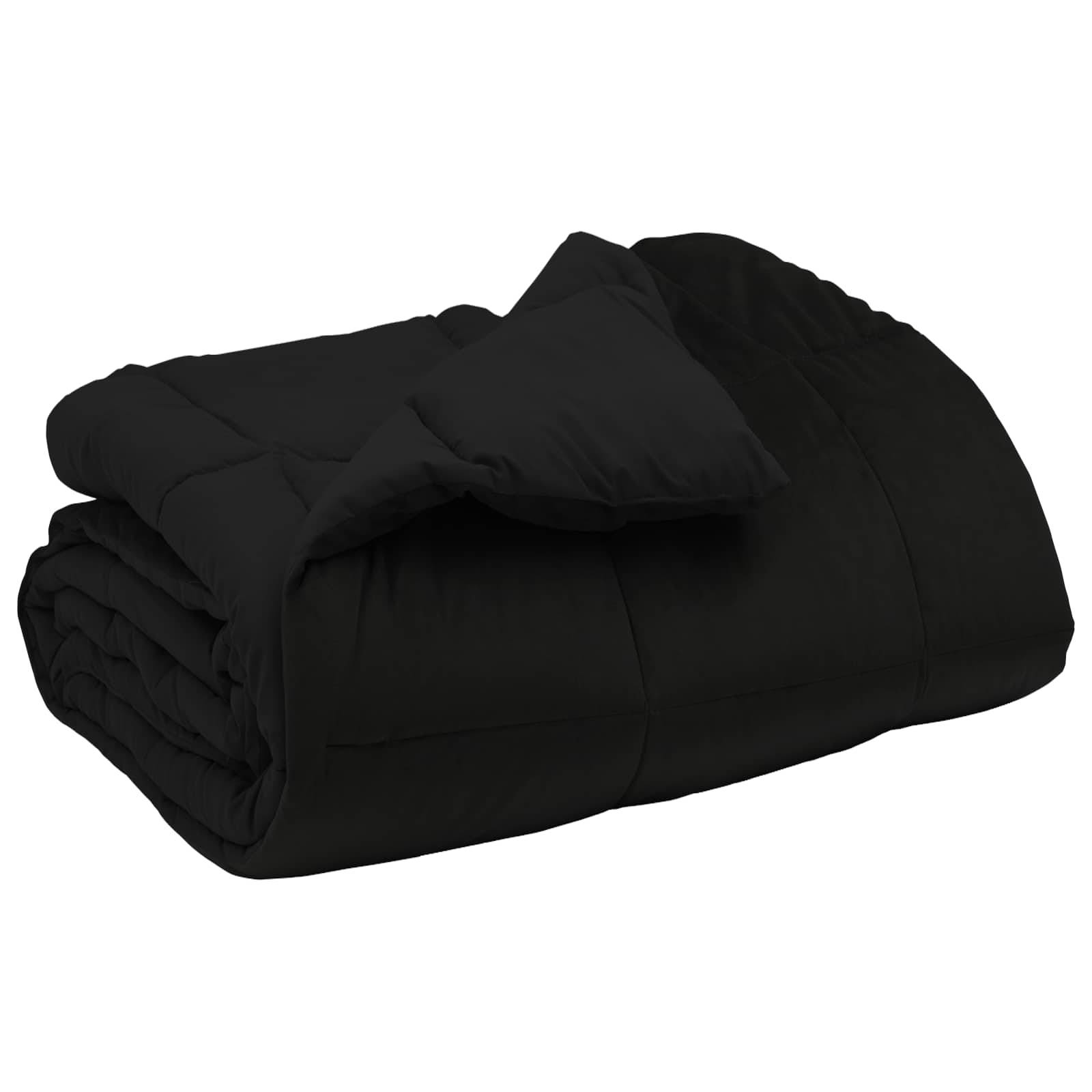 vidaXL Winterbettdecke Gepolstert Schwarz 220 x 260 cm Mikrofaser