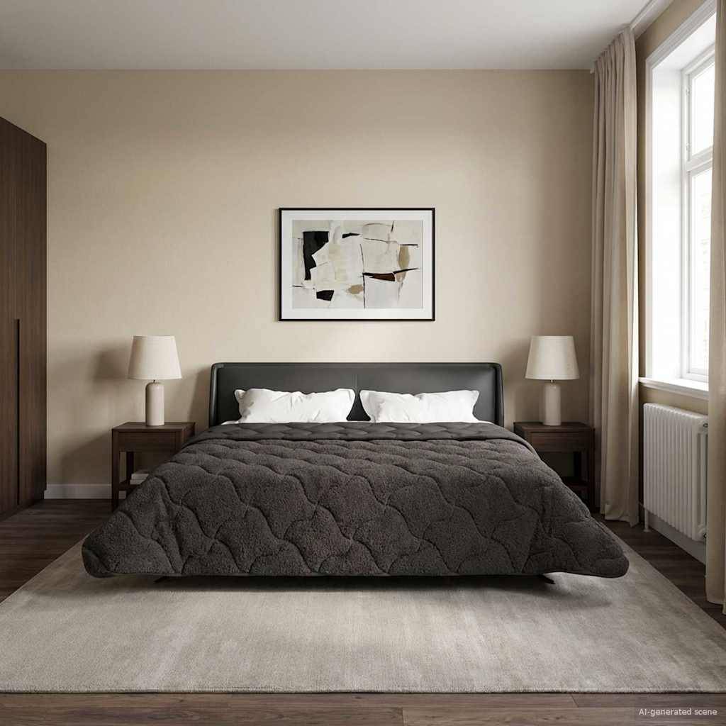 vidaXL Sommerdecke Anthrazit 200 x 200 cm Mikrofaser und Teddy-Fleece