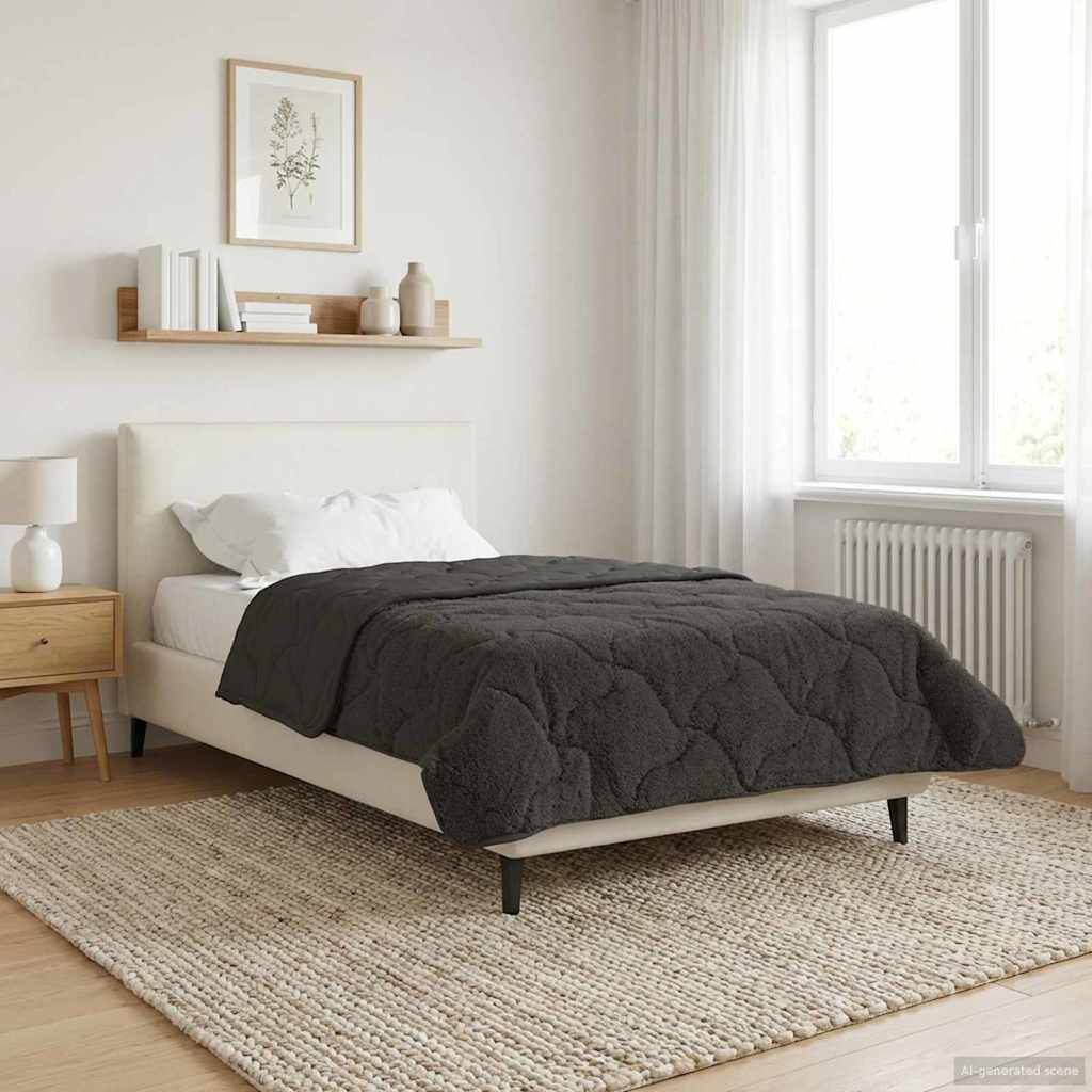 vidaXL Sommerdecke Anthrazit 155 x 220 cm Mikrofaser und Teddy-Fleece