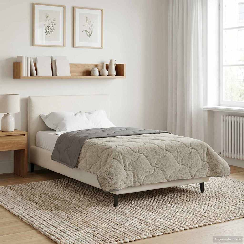 vidaXL Sommerdecke Hellgrau 135 x 200 cm Mikrofaser und Teddy-Fleece