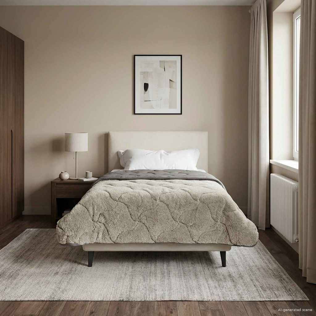 vidaXL Sommerdecke Hellgrau 135 x 200 cm Mikrofaser und Teddy-Fleece