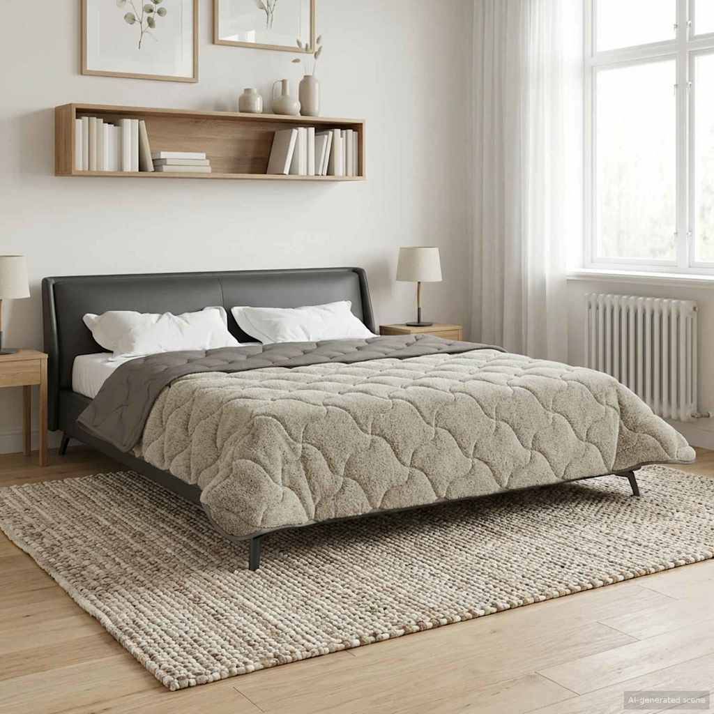 vidaXL Sommerdecke Hellgrau 200 x 240 cm Mikrofaser und Teddy-Fleece