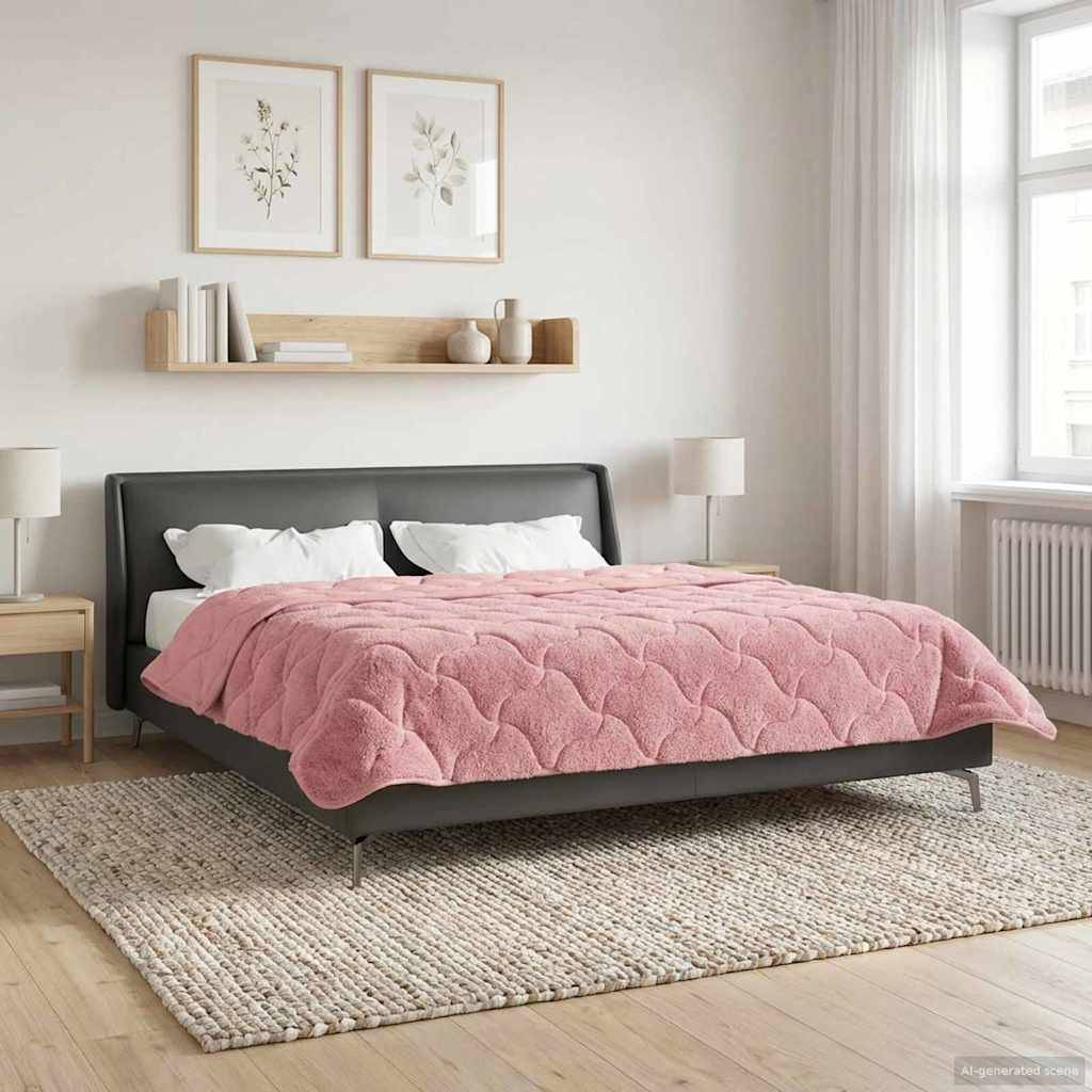 vidaXL Sommerdecke Rosa 200 x 200 cm Mikrofaser und Teddy-Fleece