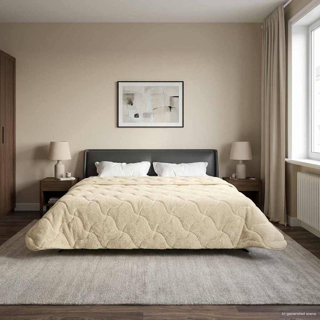 vidaXL Sommerdecke Creme 220 x 260 cm Mikrofaser und Teddy-Fleece