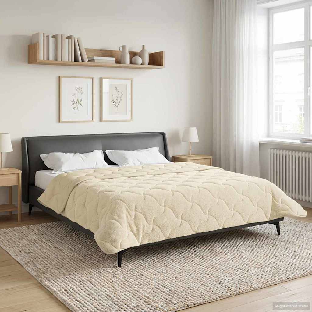 vidaXL Sommerdecke Creme 220 x 260 cm Mikrofaser und Teddy-Fleece