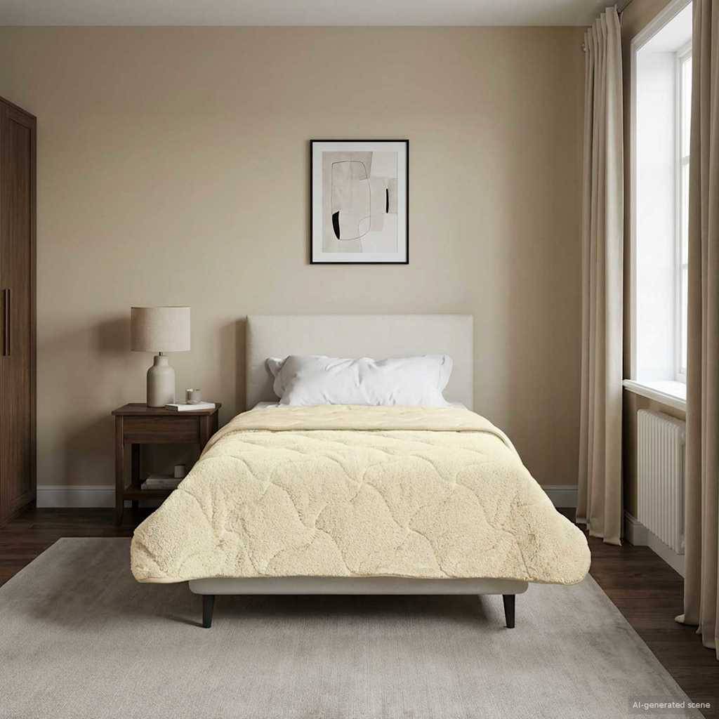 vidaXL Ganzjahresbettdecke Gepolstert Creme 135 x 200 cm