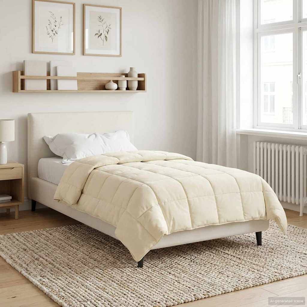 vidaXL Ganzjahresbettdecke Gepolstert Creme 135 x 200 cm