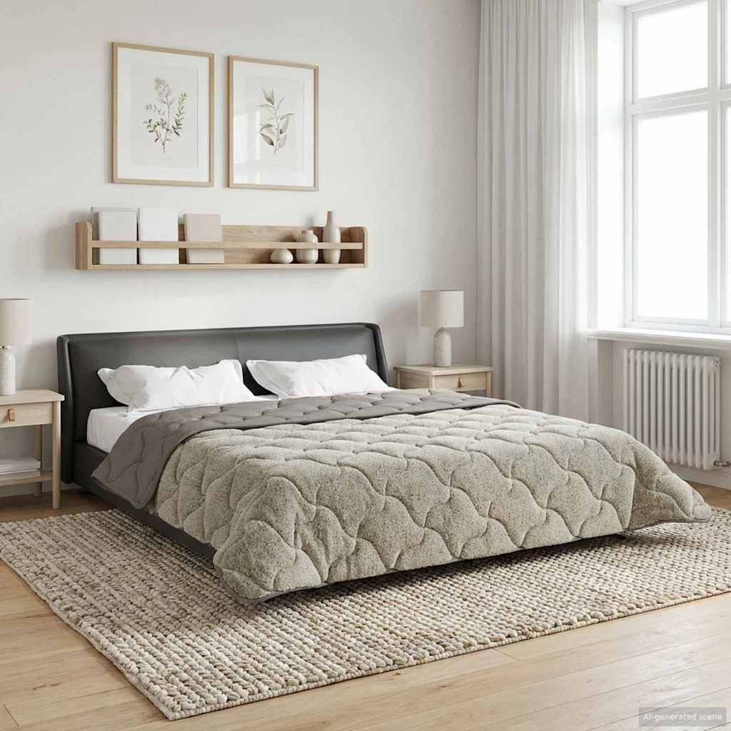 vidaXL Winterbettdecke Gepolstert Hellgrau 200 x 200 cm