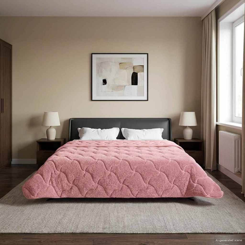 vidaXL Winterbettdecke Rosa 240 x 260 cm Mikrofaser und Teddy-Fleece