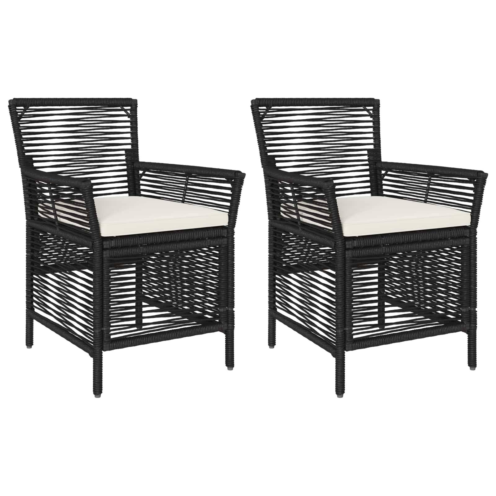 vidaXL Gartenstuhl mit Kissen 2 pcs Schwarz und Creme Poly-Rattan