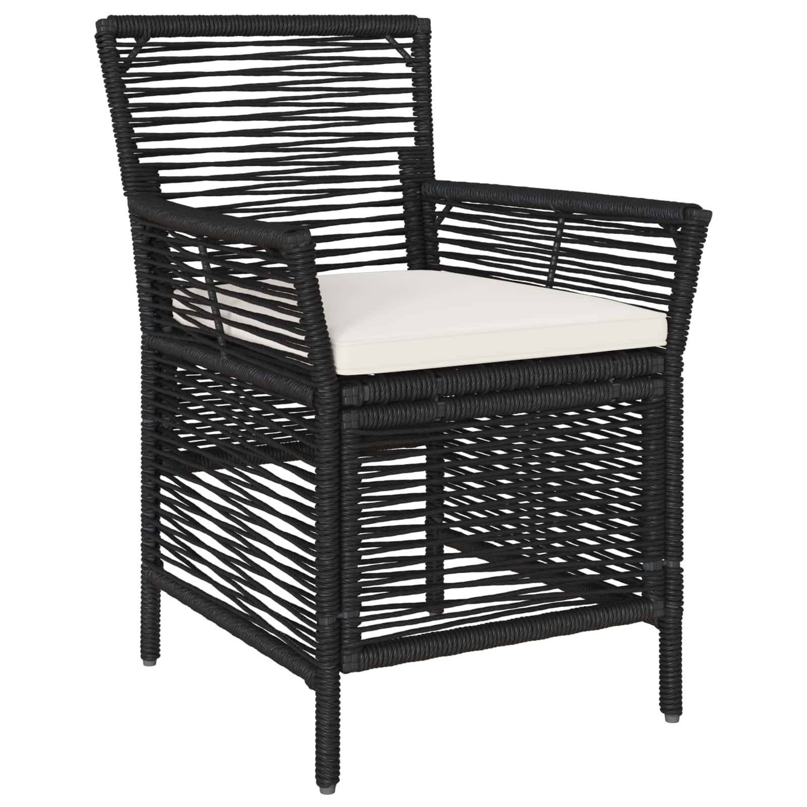 vidaXL Gartenstuhl mit Kissen 2 pcs Schwarz und Creme Poly-Rattan