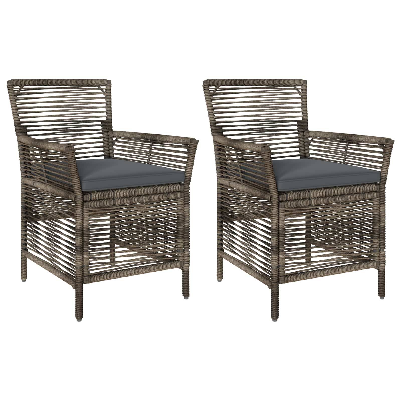 vidaXL Gartenstuhl mit Kissen 2 pcs Grau und Dunkelgrau Poly-Rattan