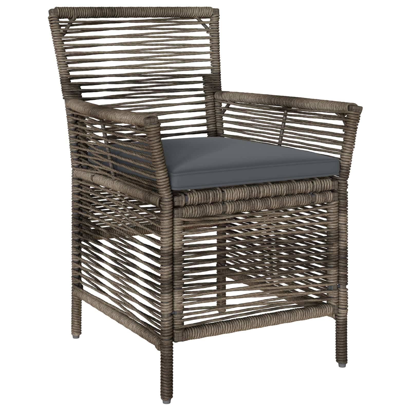 vidaXL Gartenstuhl mit Kissen 2 pcs Grau und Dunkelgrau Poly-Rattan