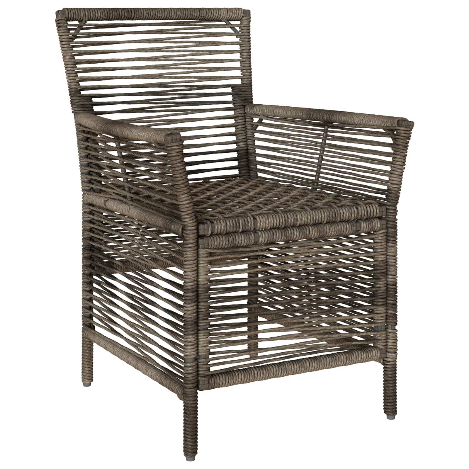 vidaXL Gartenstuhl mit Kissen 2 pcs Grau und Dunkelgrau Poly-Rattan