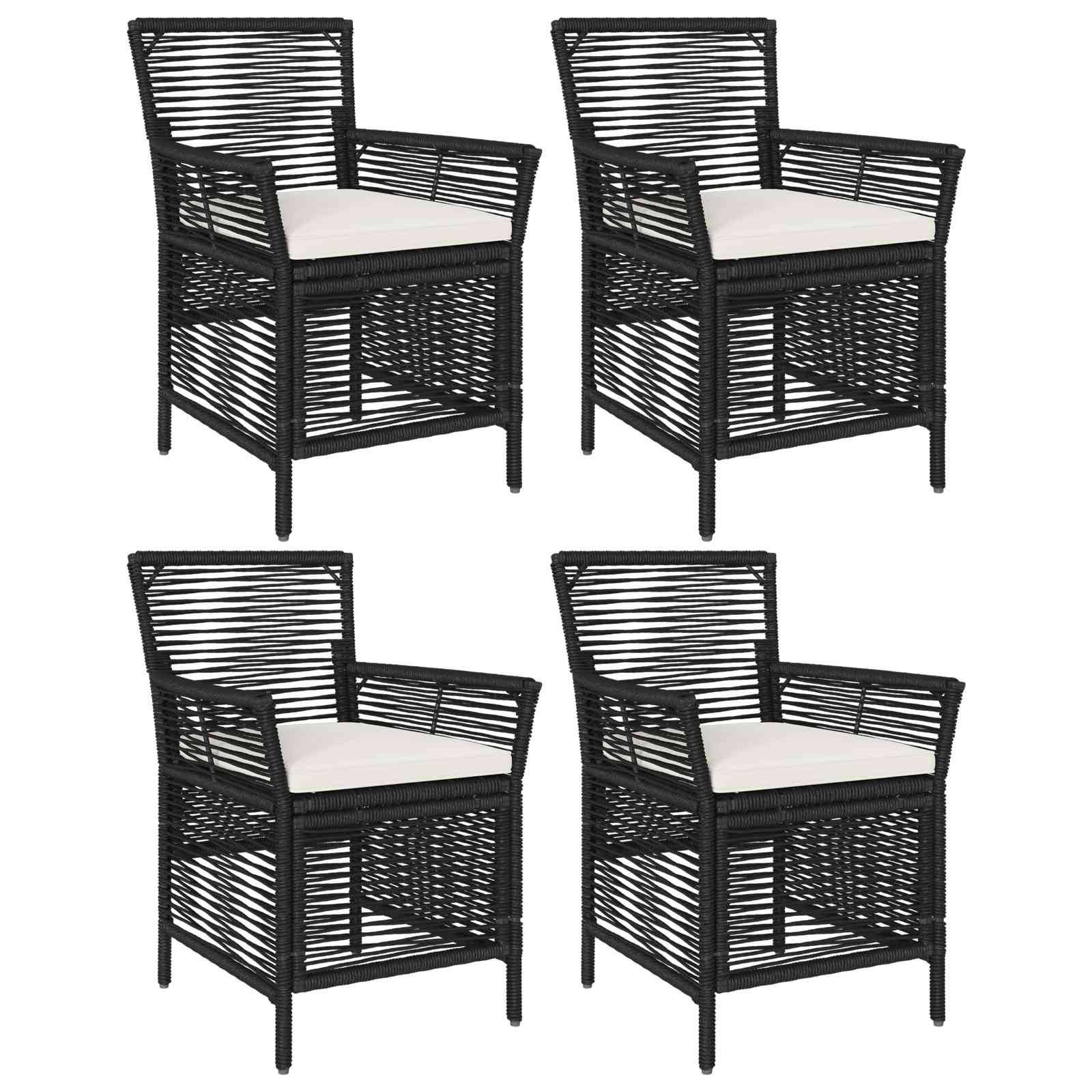 vidaXL Gartenstuhl mit Kissen 4 pcs Schwarz und Creme Poly-Rattan