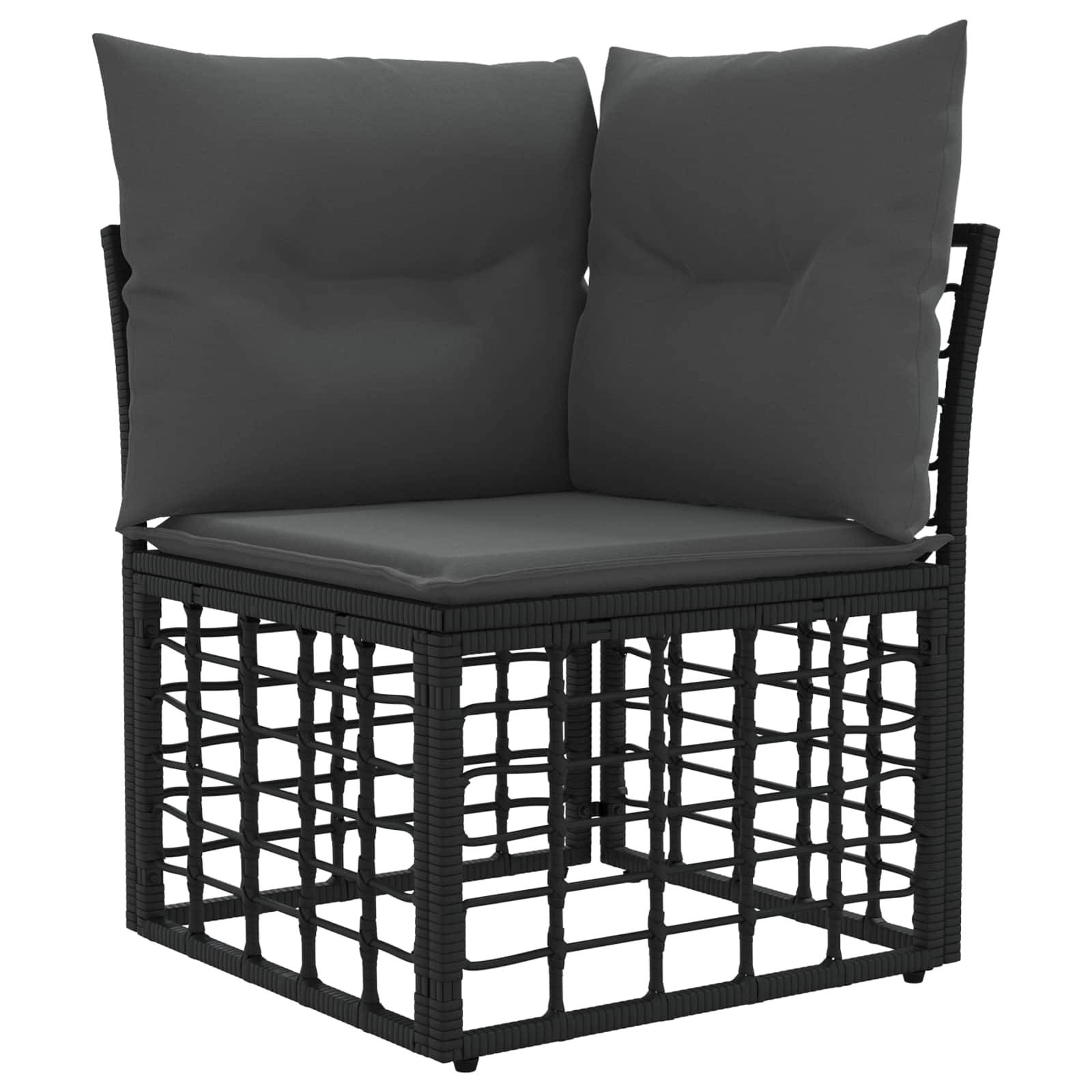 vidaXL Gartensofa-set 14 stk. Schwarz und Dunkelgrau Poly-Rattan
