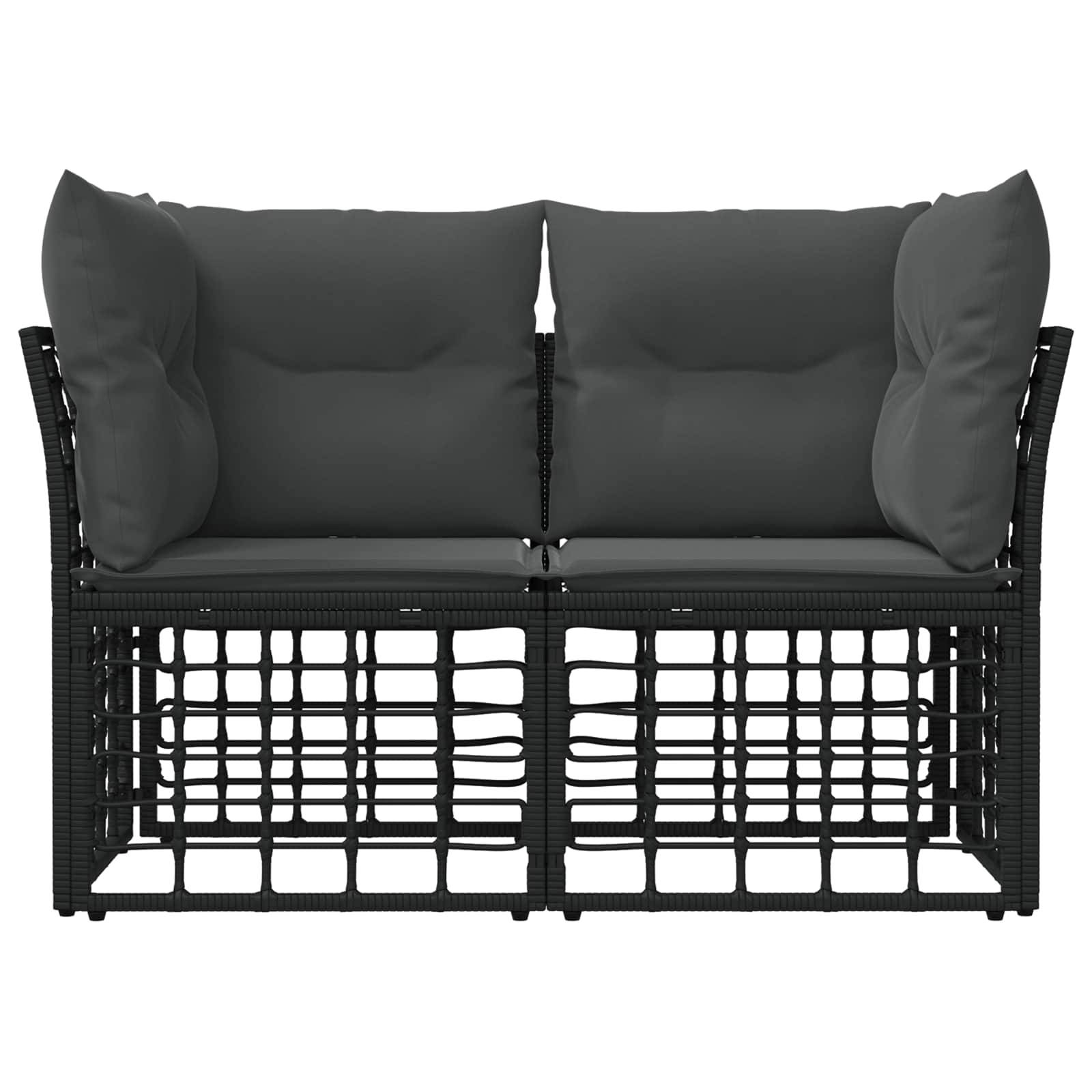 vidaXL Outdoor-Lounge 2 pcs Schwarz und Dunkelgrau Poly-Rattan