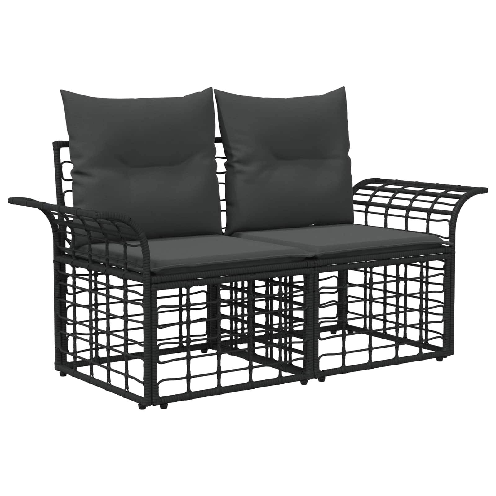 vidaXL Outdoor-Sofagarnitur 8 pcs Schwarz und Dunkelgrau Polyester