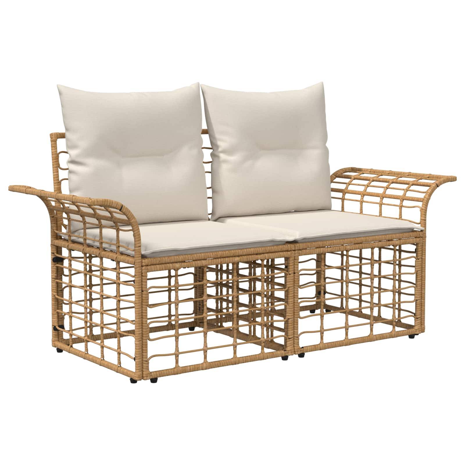 vidaXL Gartensofa-set 8 stk. Natürlich und Cremweiß Poly-Rattan