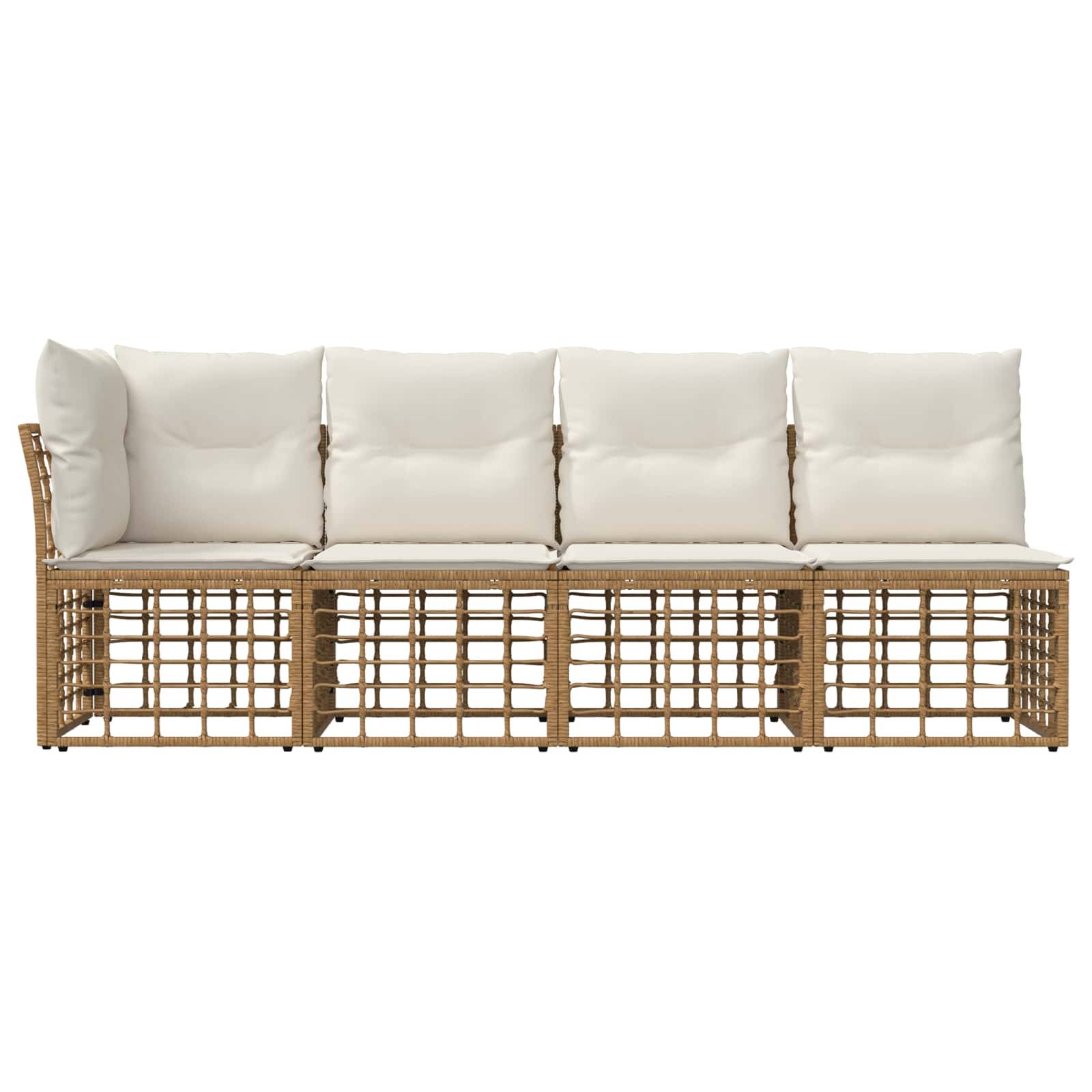 vidaXL 4-Sitzer Garten-Sofa mit linker Armlehne mit Kissen 4 pcs Natur