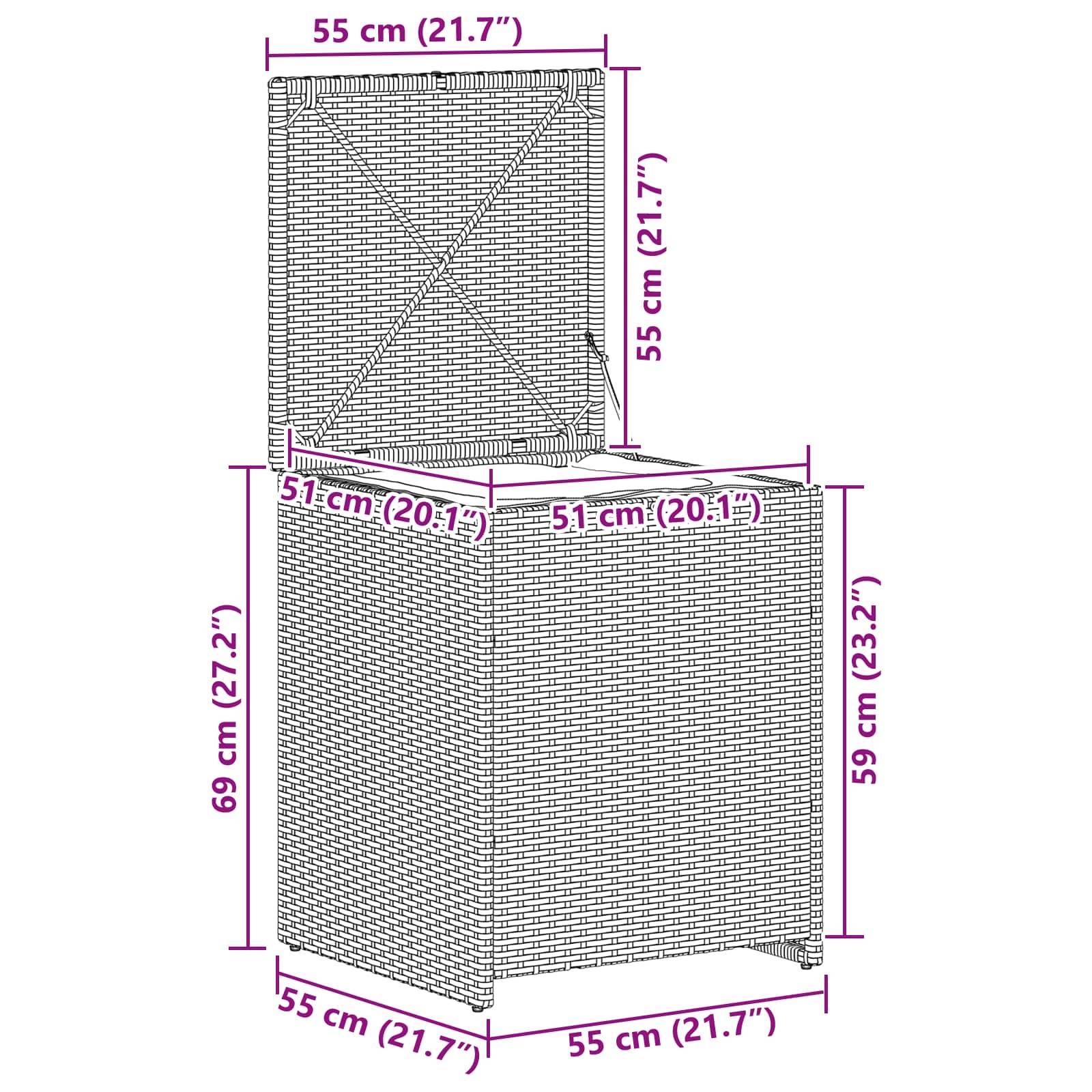 vidaXL Kissenbox 55 x 55 x 69 cm Stahl