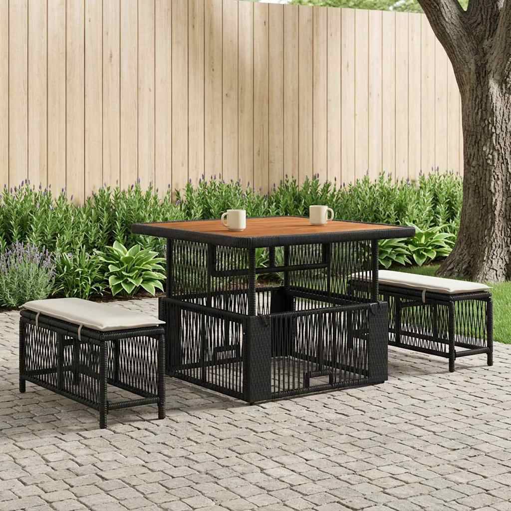 vidaXL Garten Essgruppe mit Kissen 3 pcs Beige und Creme Poly-Rattan