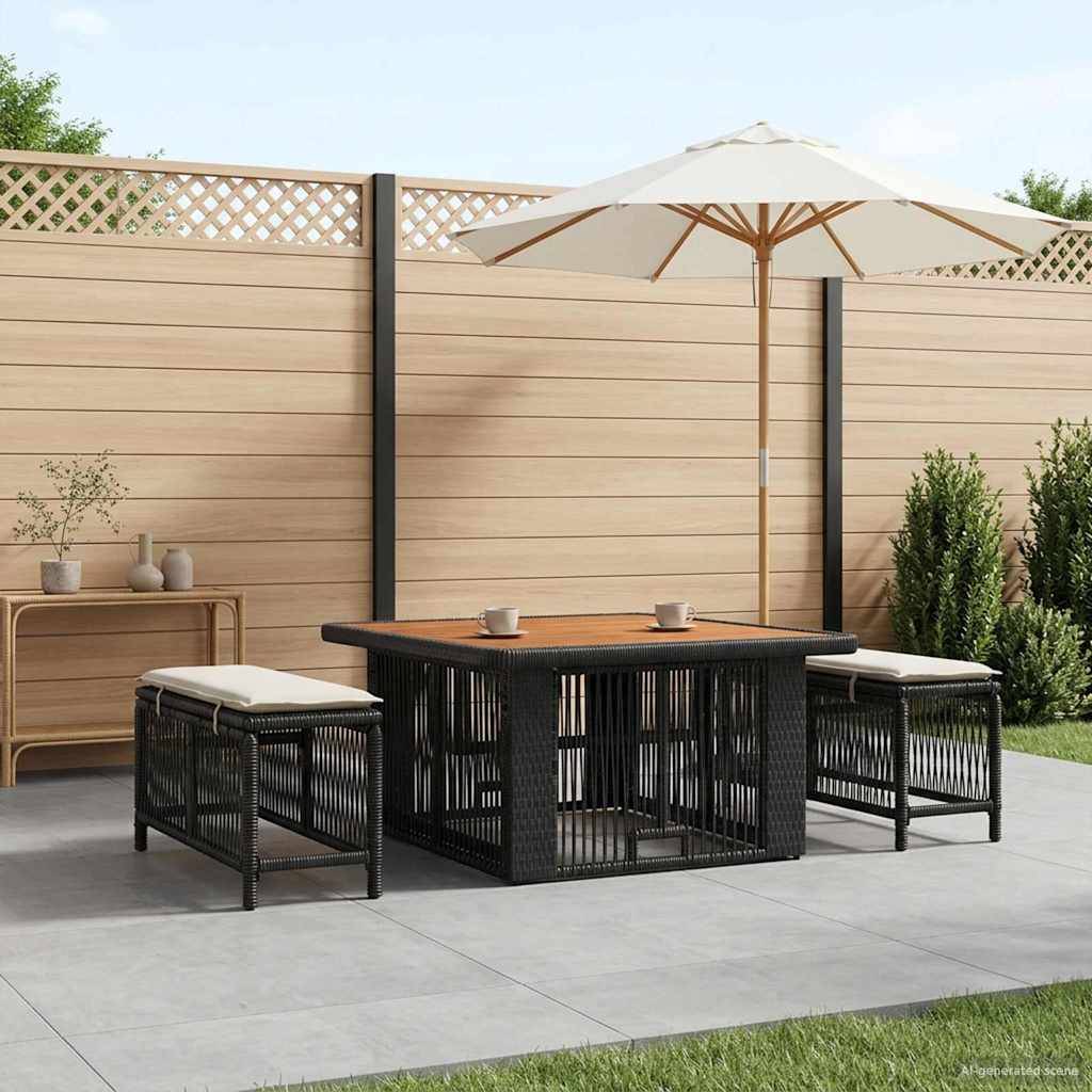 vidaXL Garten Essgruppe mit Kissen 3 pcs Beige und Creme Poly-Rattan