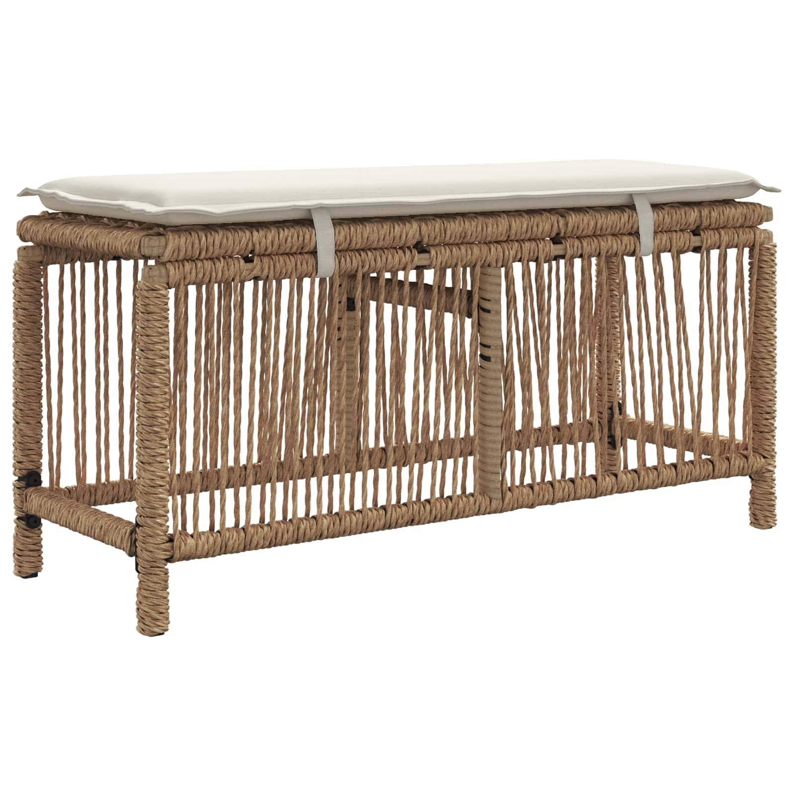 vidaXL Garten Essgruppe mit Kissen 3 pcs Beige und Creme Poly-Rattan