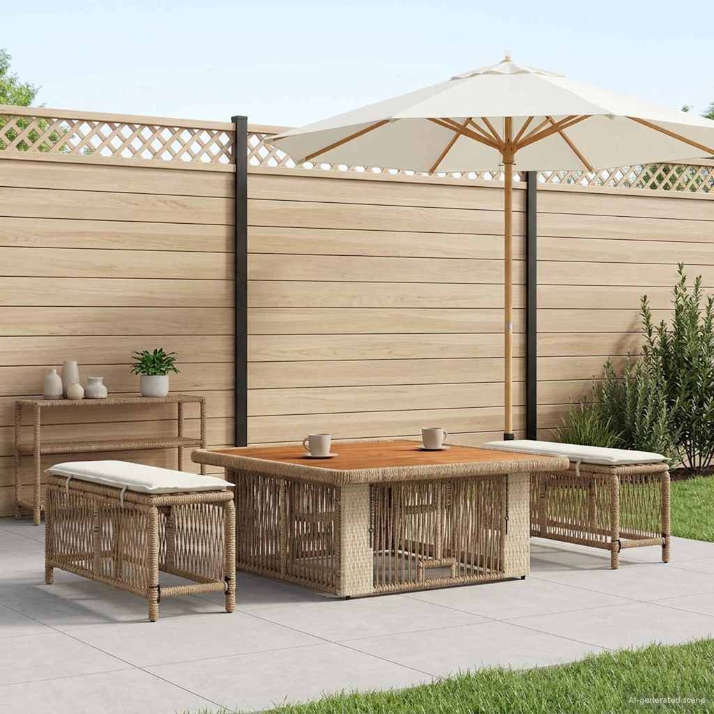 vidaXL Garten Essgruppe mit Kissen 3 pcs Beige und Creme Poly-Rattan