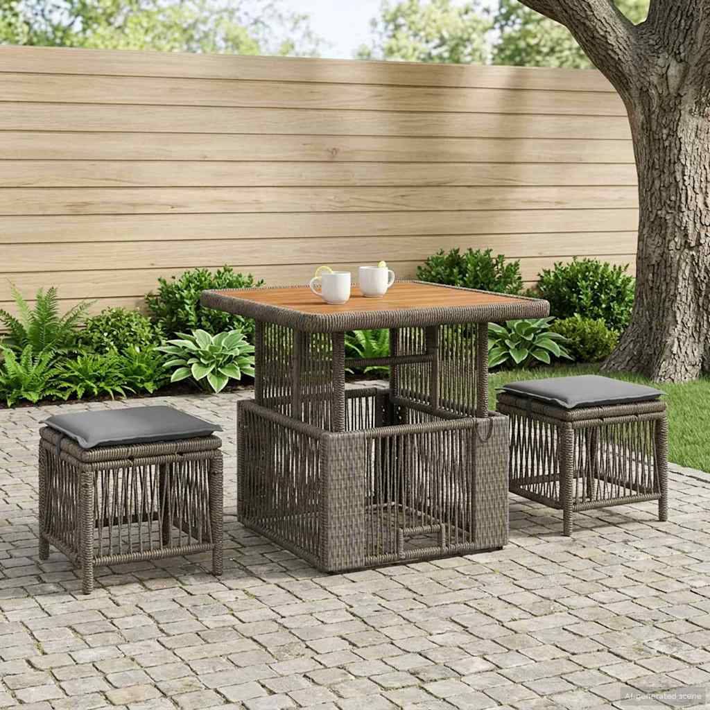 vidaXL Garten Essgruppe 3 pcs Grau und Dunkelgrau Poly-Rattan