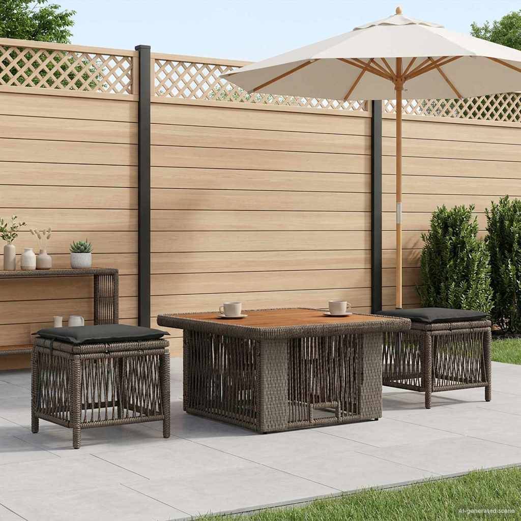 vidaXL Garten Essgruppe 3 pcs Grau und Dunkelgrau Poly-Rattan