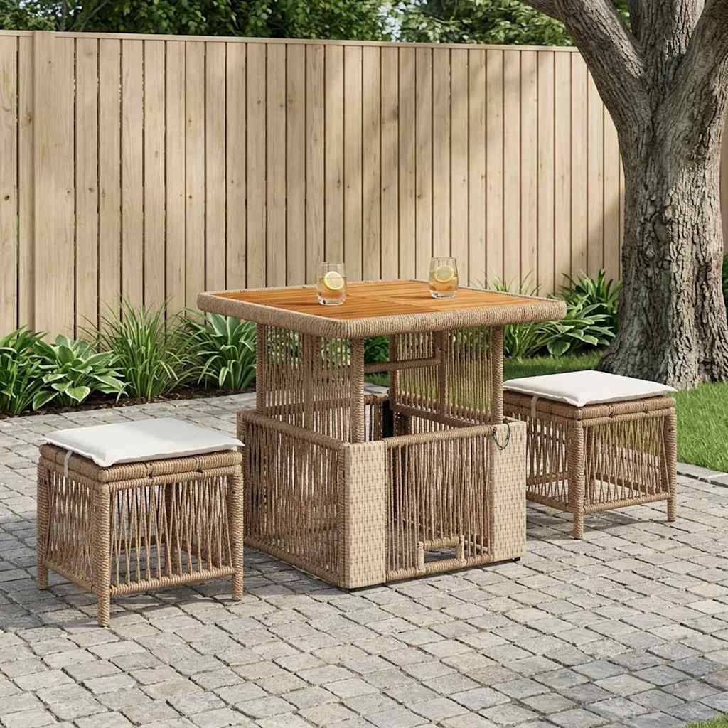 vidaXL Garten Essgruppe mit Kissen 3 pcs Beige und Creme Poly-Rattan