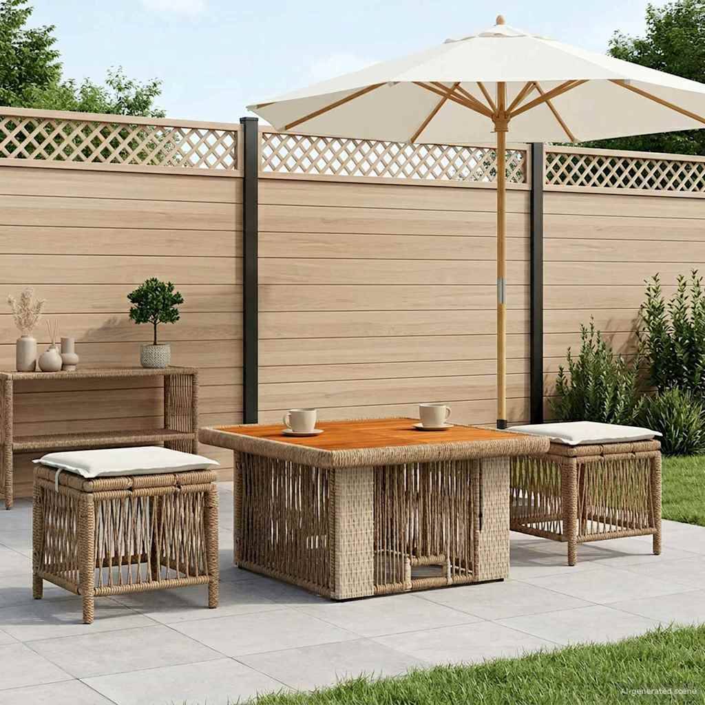 vidaXL Garten Essgruppe mit Kissen 3 pcs Beige und Creme Poly-Rattan