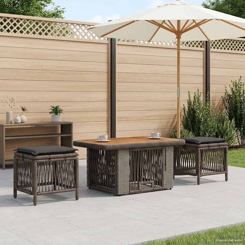 vidaXL Garten Essgruppe 3 pcs Grau und Dunkelgrau Poly-Rattan