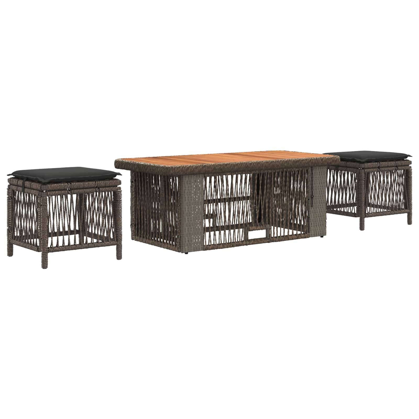 vidaXL Garten Essgruppe 4 pcs Grau und Dunkelgrau Poly-Rattan