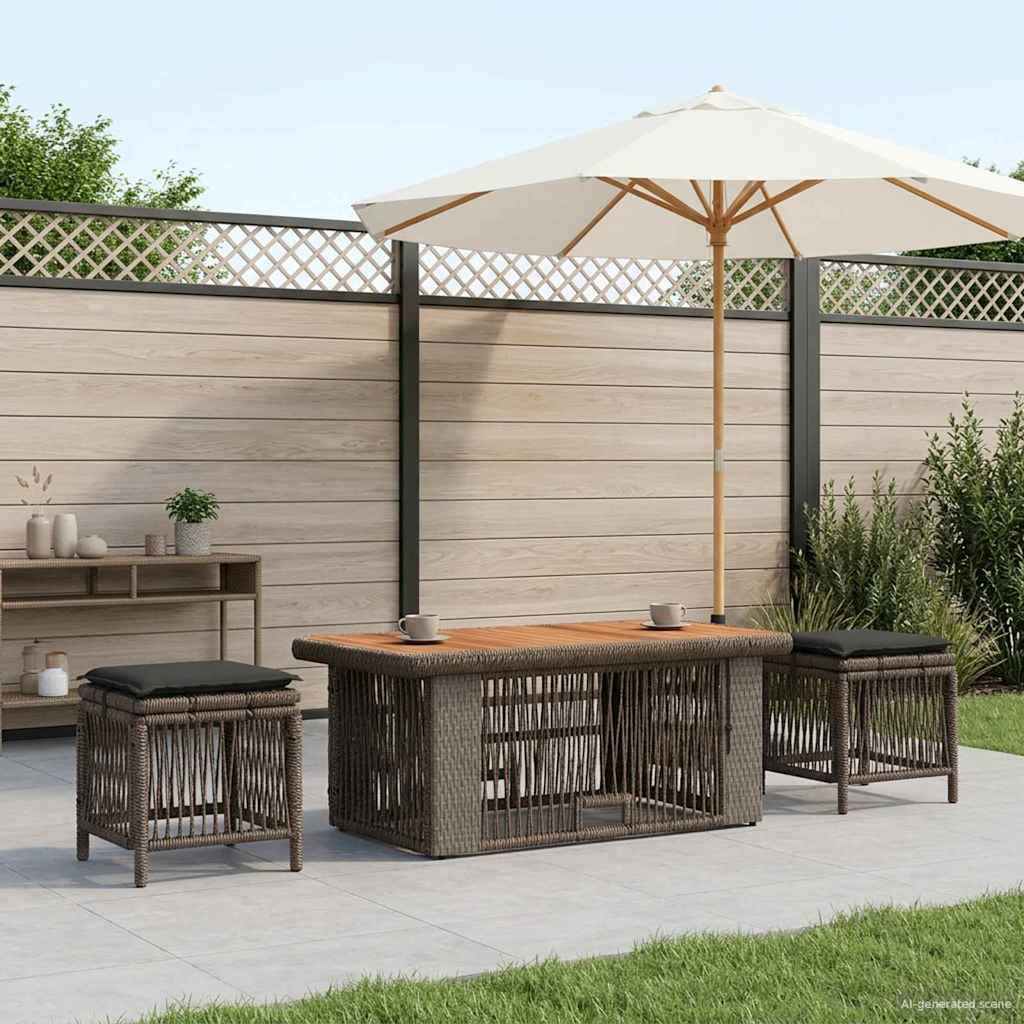 vidaXL Garten Essgruppe 4 pcs Grau und Dunkelgrau Poly-Rattan