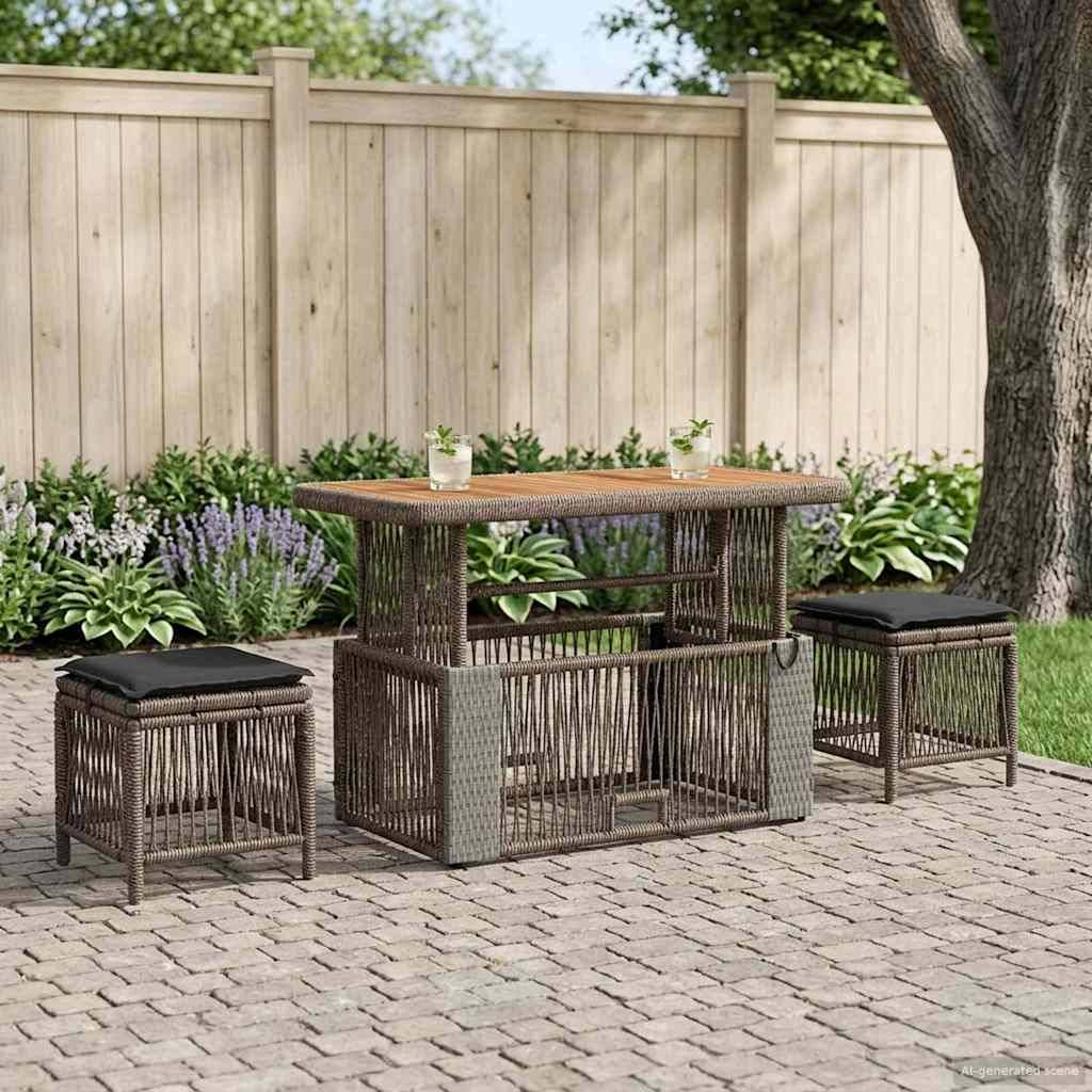 vidaXL Garten Essgruppe 4 pcs Grau und Dunkelgrau Poly-Rattan