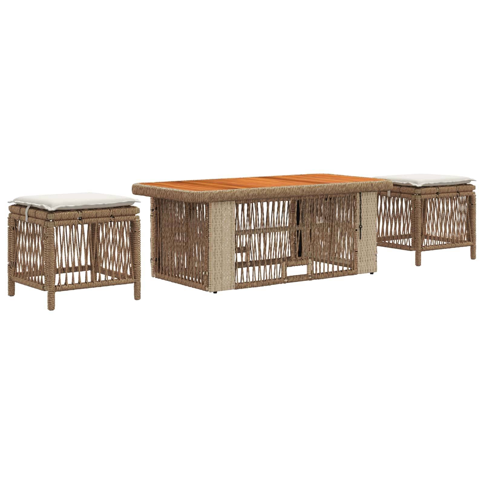 vidaXL Garten Essgruppe mit Kissen 4 pcs Beige und Creme Poly-Rattan