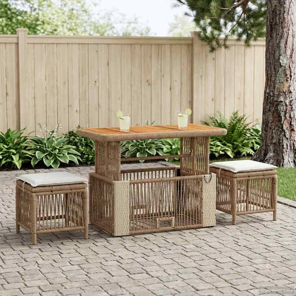 vidaXL Garten Essgruppe mit Kissen 4 pcs Beige und Creme Poly-Rattan