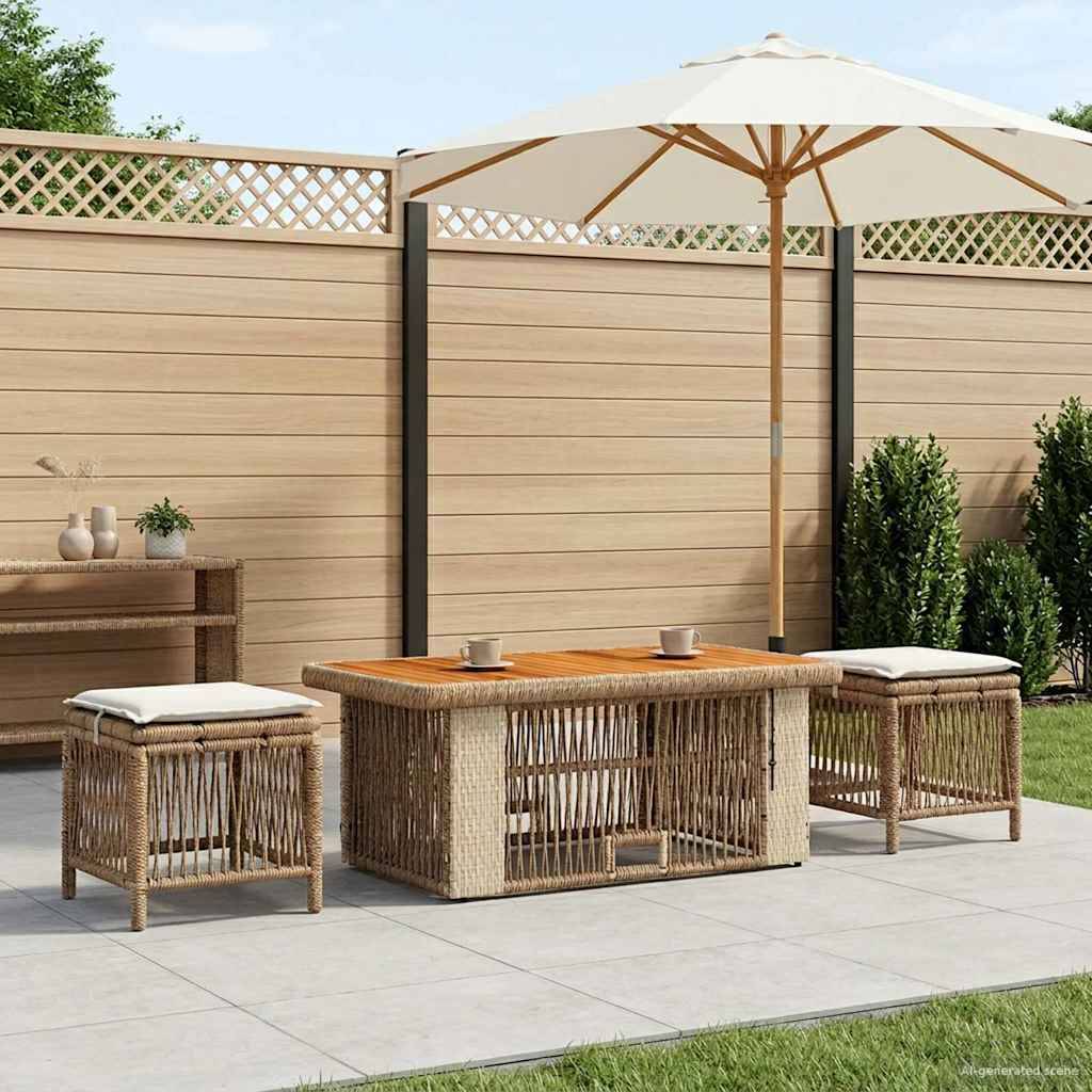 vidaXL Garten Essgruppe mit Kissen 4 pcs Beige und Creme Poly-Rattan