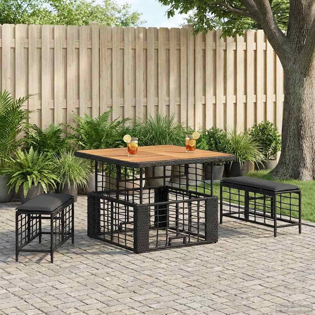 vidaXL Garten Essgruppe mit Kissen 3 pcs Schwarz und Grau
