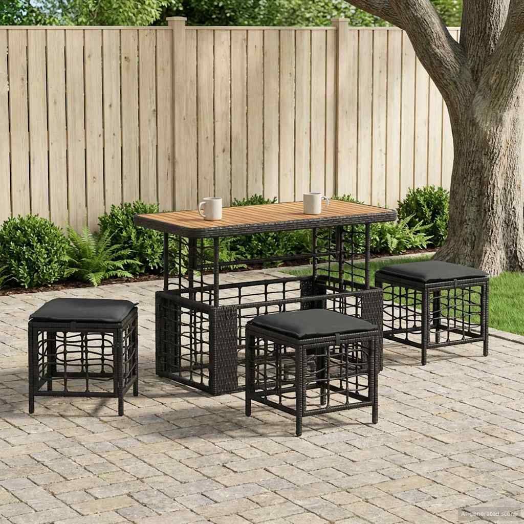 vidaXL Garten Essgruppe mit Kissen 4 pcs Schwarz und Grau