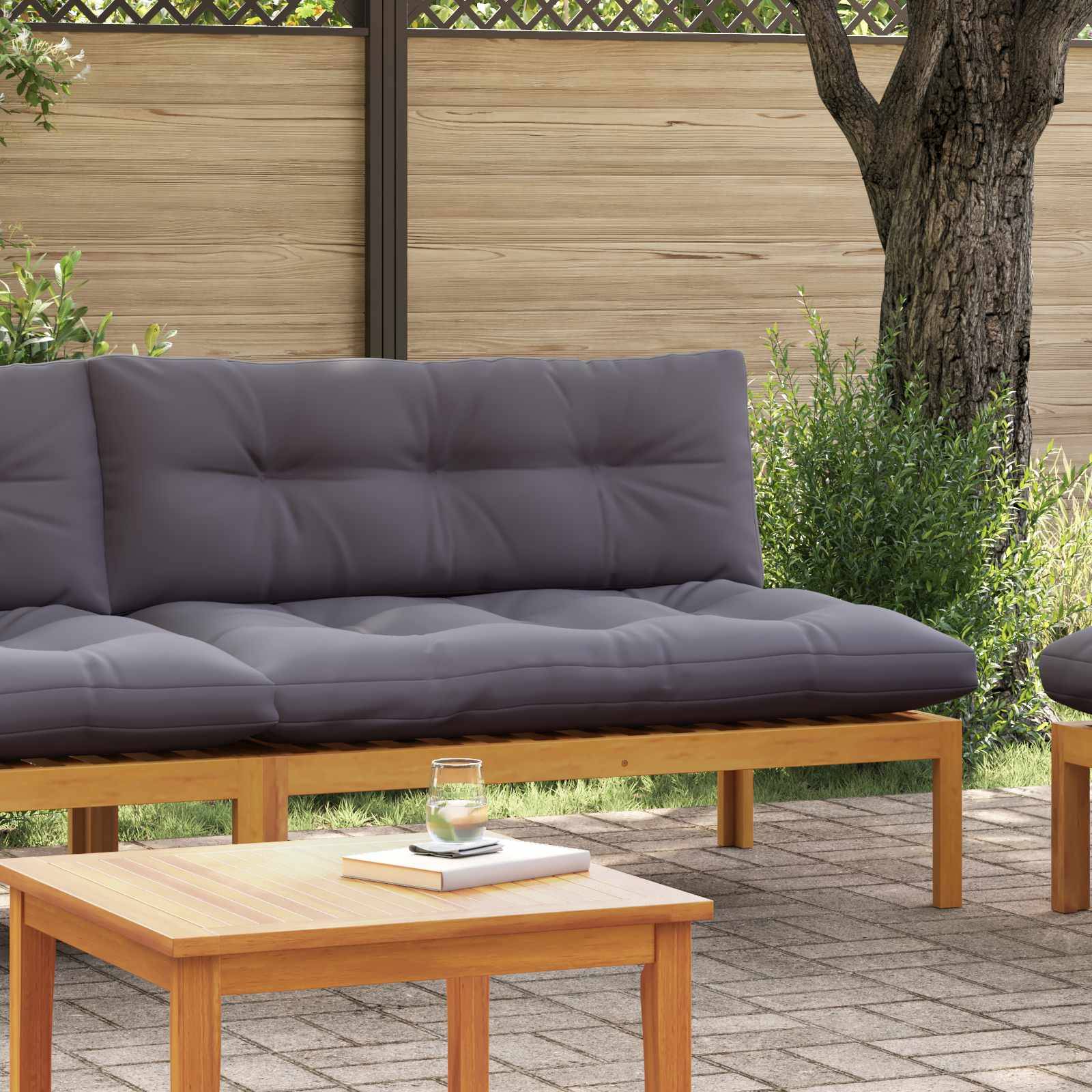 vidaXL Mittelsofa Einheit Natürlich und Dunkelgrau 120 x 80 x 82 cm