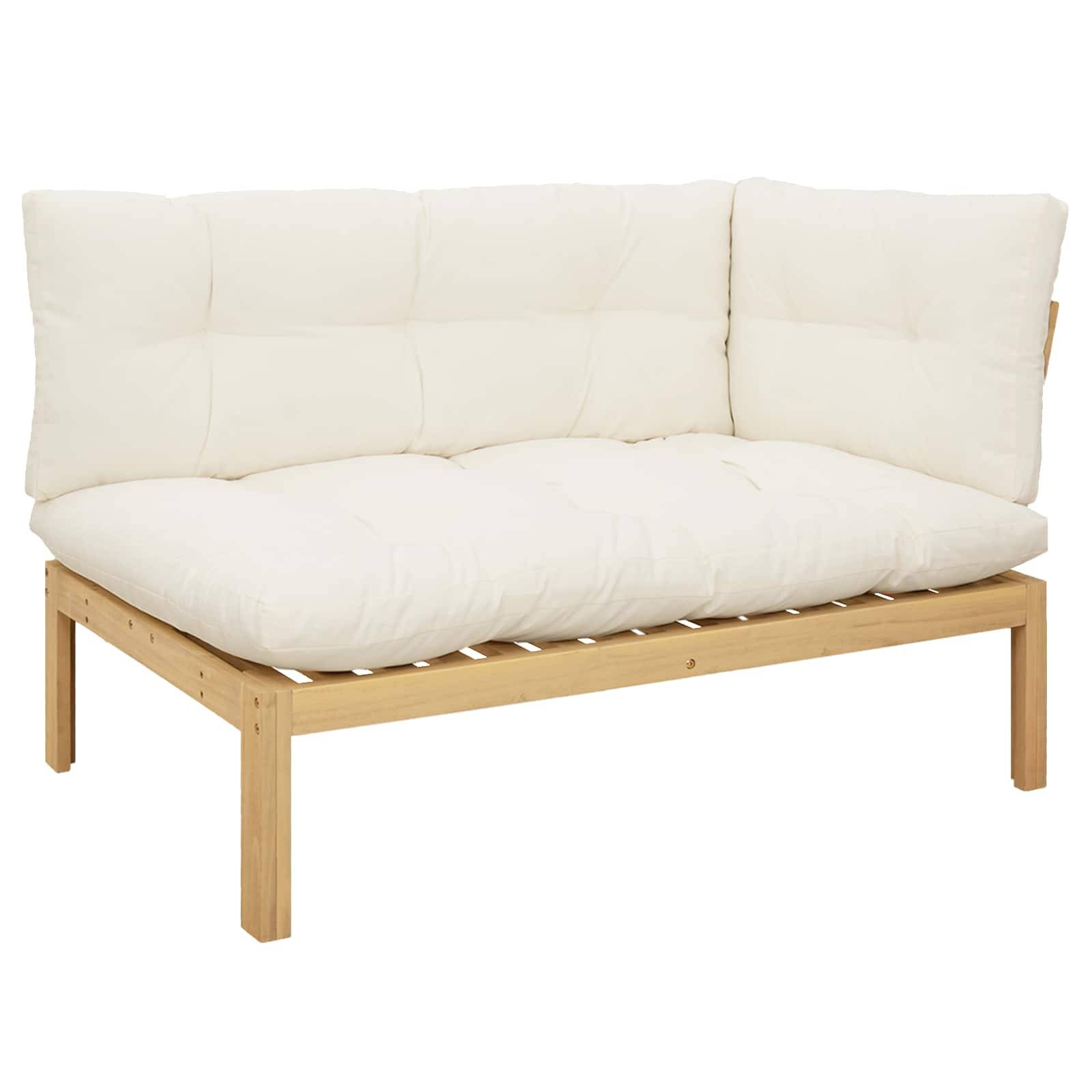 vidaXL Ecksofa Einheit Helles Akazie und cremeweiß 132 x 92 x 82 cm