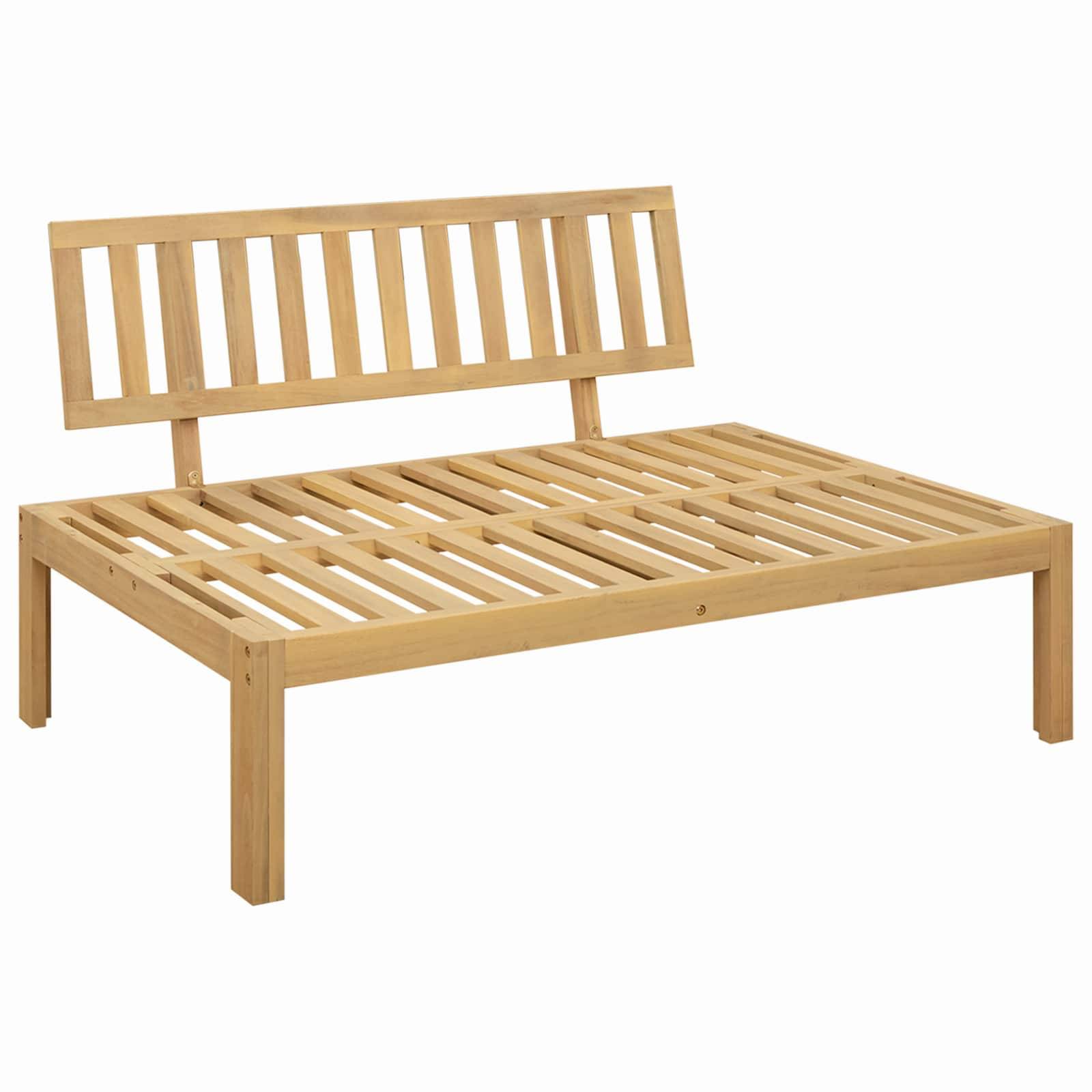vidaXL Mittelsofa Einheit Helles Akazie und cremeweiß 120 x 80 x 82 cm