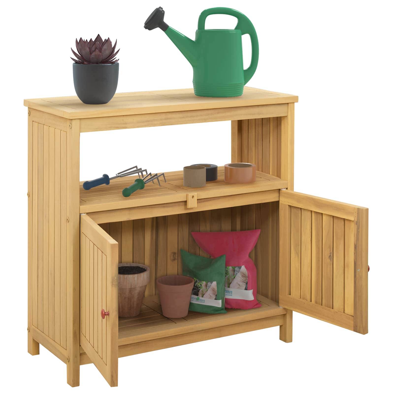 vidaXL Gartenkonsole Tisch Helles Akazienholz 80 x 35 x 75 cm